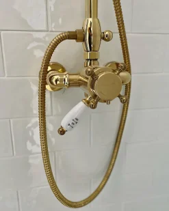 Duschset - Kensington retro med termostatblandare, mässing