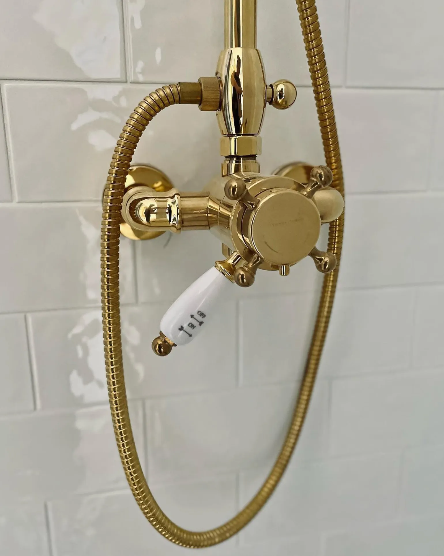 Duschset - Kensington retro med termostatblandare, mässing
