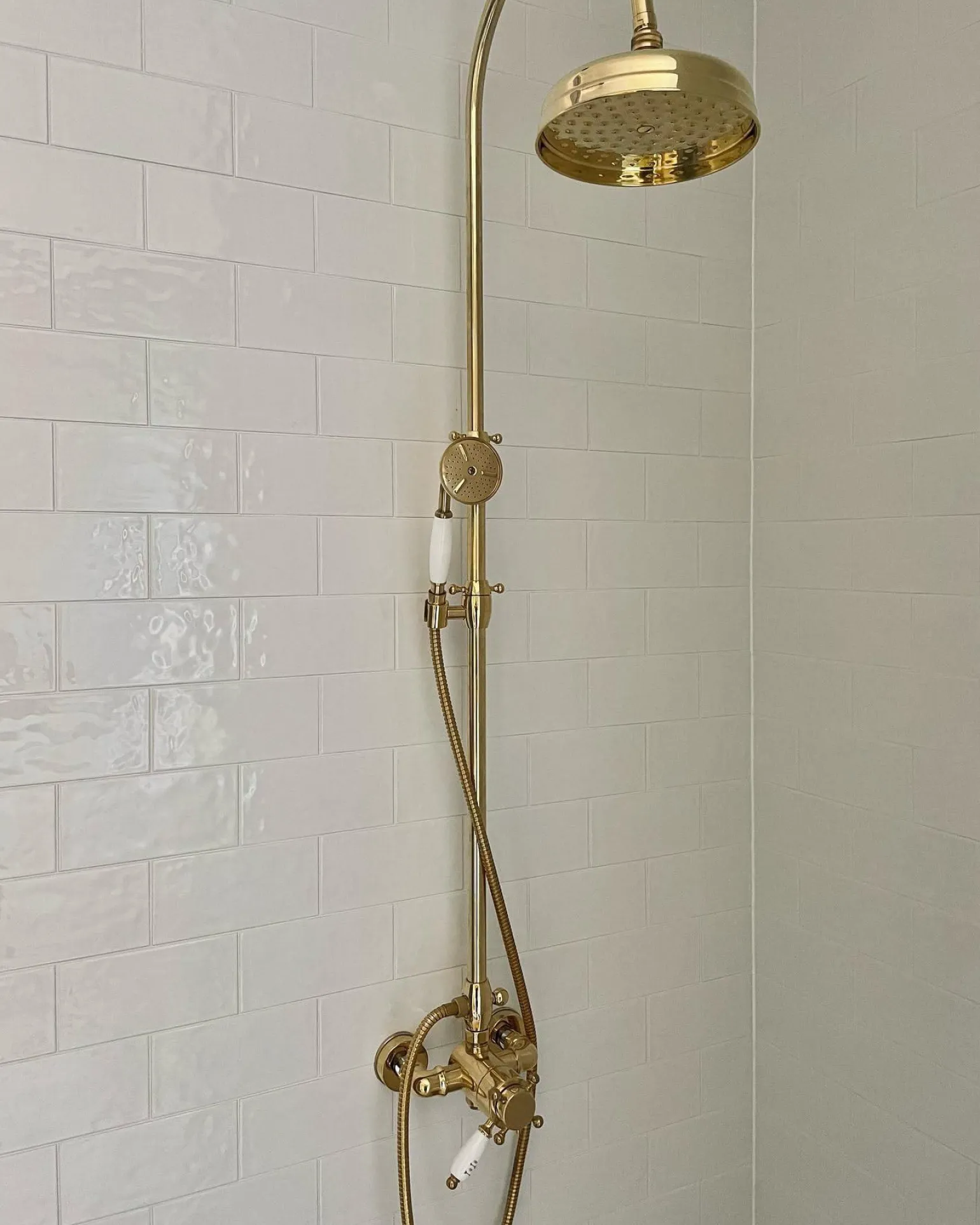 Duschset - Kensington retro med termostatblandare, mässing