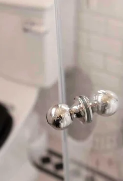 Duschväggshandtag - Dubbelknopp nickel