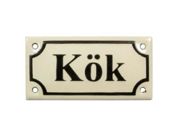 Emaljskylt - Kök vit/svart