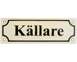 Emaljskylt - Källare vit/svart