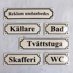 Emaljskylt - Skafferi vit/svart