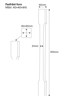 Fasad stolpe - Räckespelare sidfräst 910 x 40 mm furu