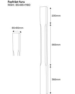 Fasad stolpe - Räckespelare 1180 x 85 mm furu