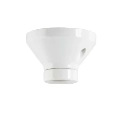 Fotlamphållare 100 mm rak - Vit porslin