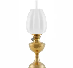 Fotogenlampa - Arnö mässing med tulpankupa
