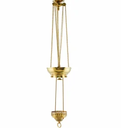 Fotogenlampa - Månskenslampa mässing, klarglas, tak