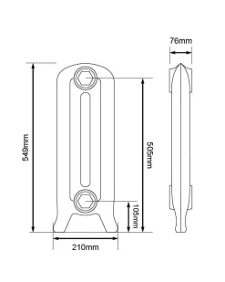 Gjutjärnsradiator Cambridge höjd 55 cm - Mittsektion