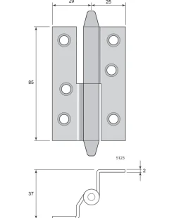 Gångjärn vinkelbockat - Konisk knopp