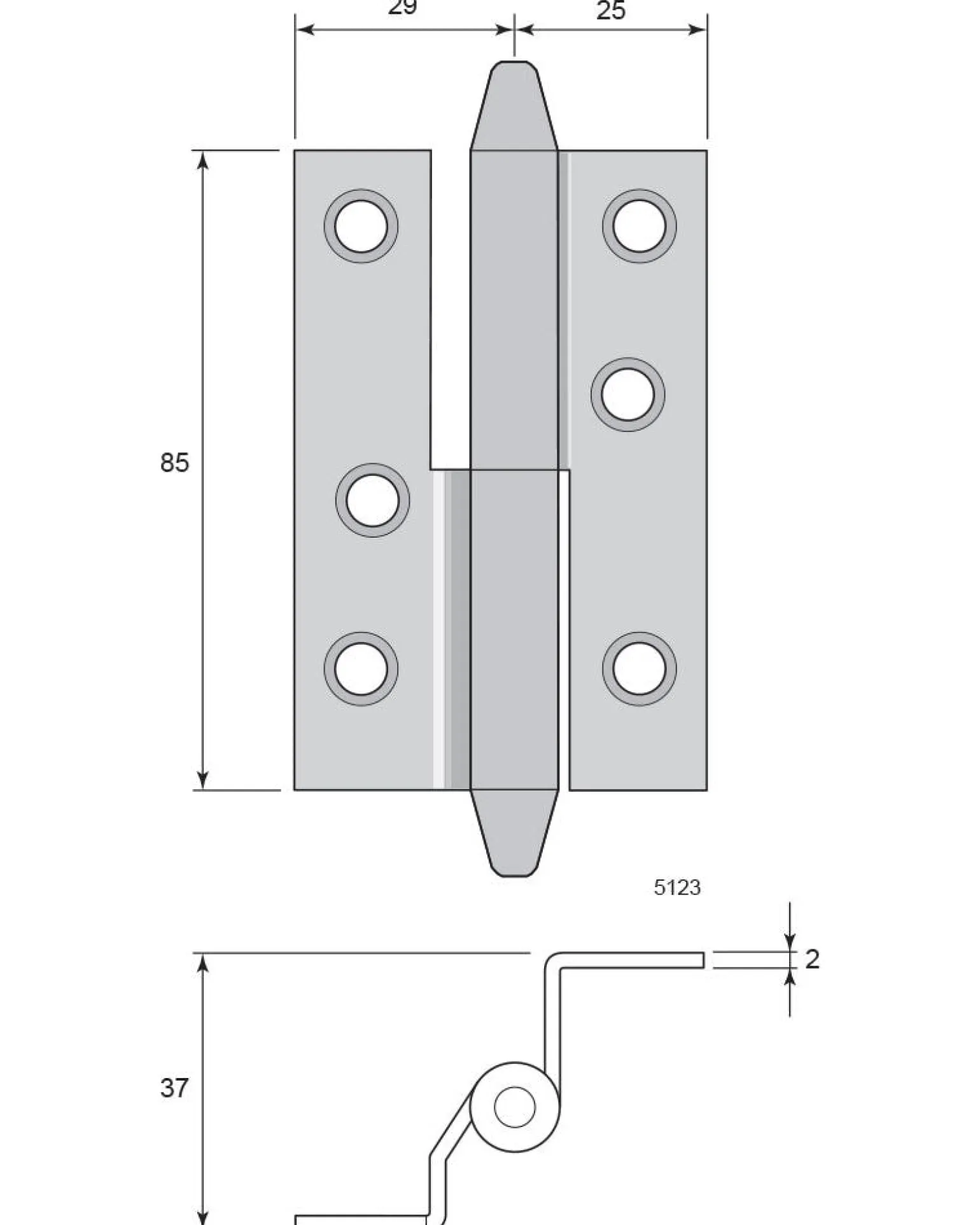 Gångjärn vinkelbockat - Konisk knopp