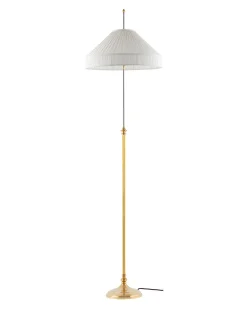 Golvlampa - Edfelt mässing, vit skärm