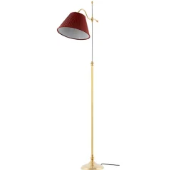 Golvlampa - Gullberg mässing, röd skärm
