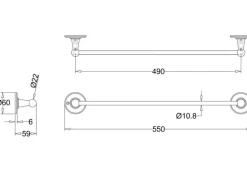 Handduksstång - Burlington enkel 55 cm