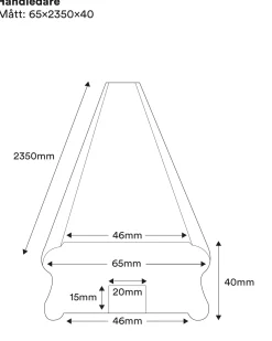 Handledare till räcke - 65 x 40 x 2350 mm