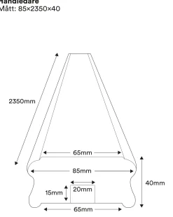 Handledare till räcke - 40 x 85 x 2350 mm
