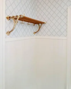 Hatthylla - Sekelskifte mässing & ek, 115 cm