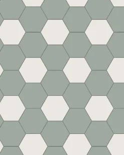 Hexagonklinker - 10 x 10 cm ljusgrön/vit