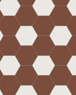 Hexagonklinker - 15 x 15 cm röd/vit