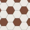 Hexagonklinker - 15 x 15 cm vit/röd