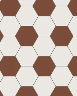 Hexagonklinker - 15 x 15 cm vit/röd