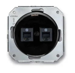 Insats svart porslin - Datajack - Dubbelt RJ45