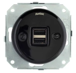 Insats svart porslin - USB-uttag Garby Colonial