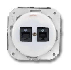 Insats vitt porslin - Datajack - Dubbelt RJ45