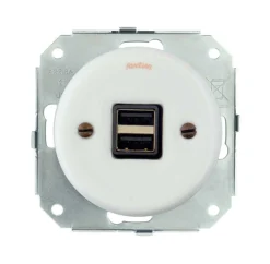 Insats vitt porslin - USB-uttag Garby Colonial