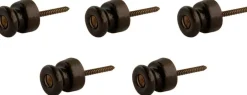 Isolatorknopp - Brun porslin/mässing 5-pack (utan mässingsskruv)