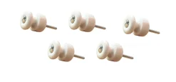 Isolatorknopp - Porslin/krom 5-pack