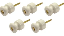 Isolatorknopp - Porslin/Mässing 5-pack