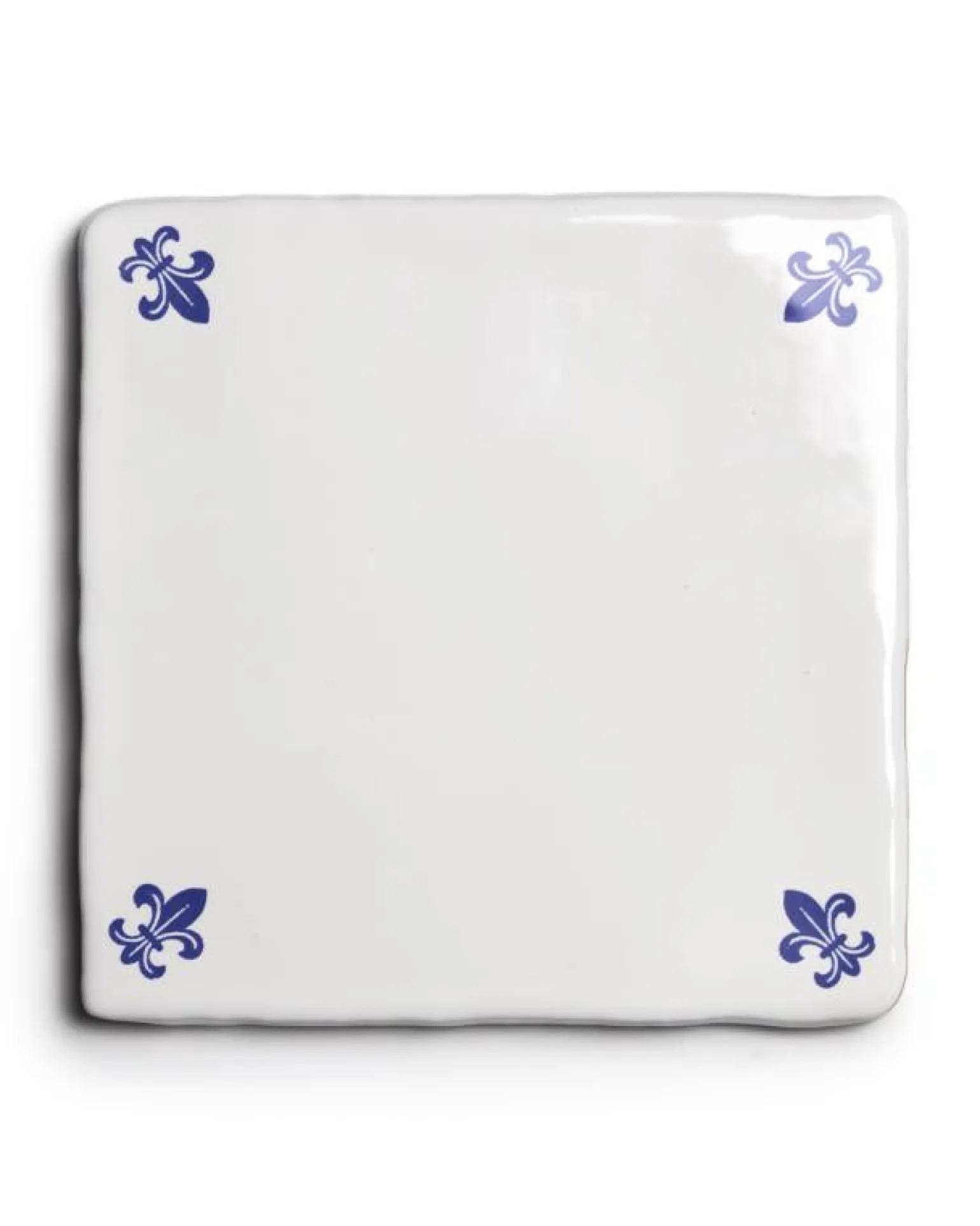 Kakel Mayfair - Elfenbensvit/blå lilja 13 x 13 cm blank, lätt vågigt