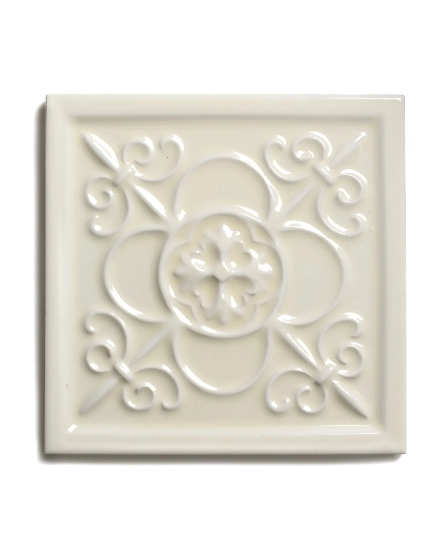Kakel York - Dekorplatta relief 14,8 x 14,8 cm mandel