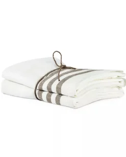 Kökshandduk 2-pack - Lin 50x70 cm, rand benvit/natur