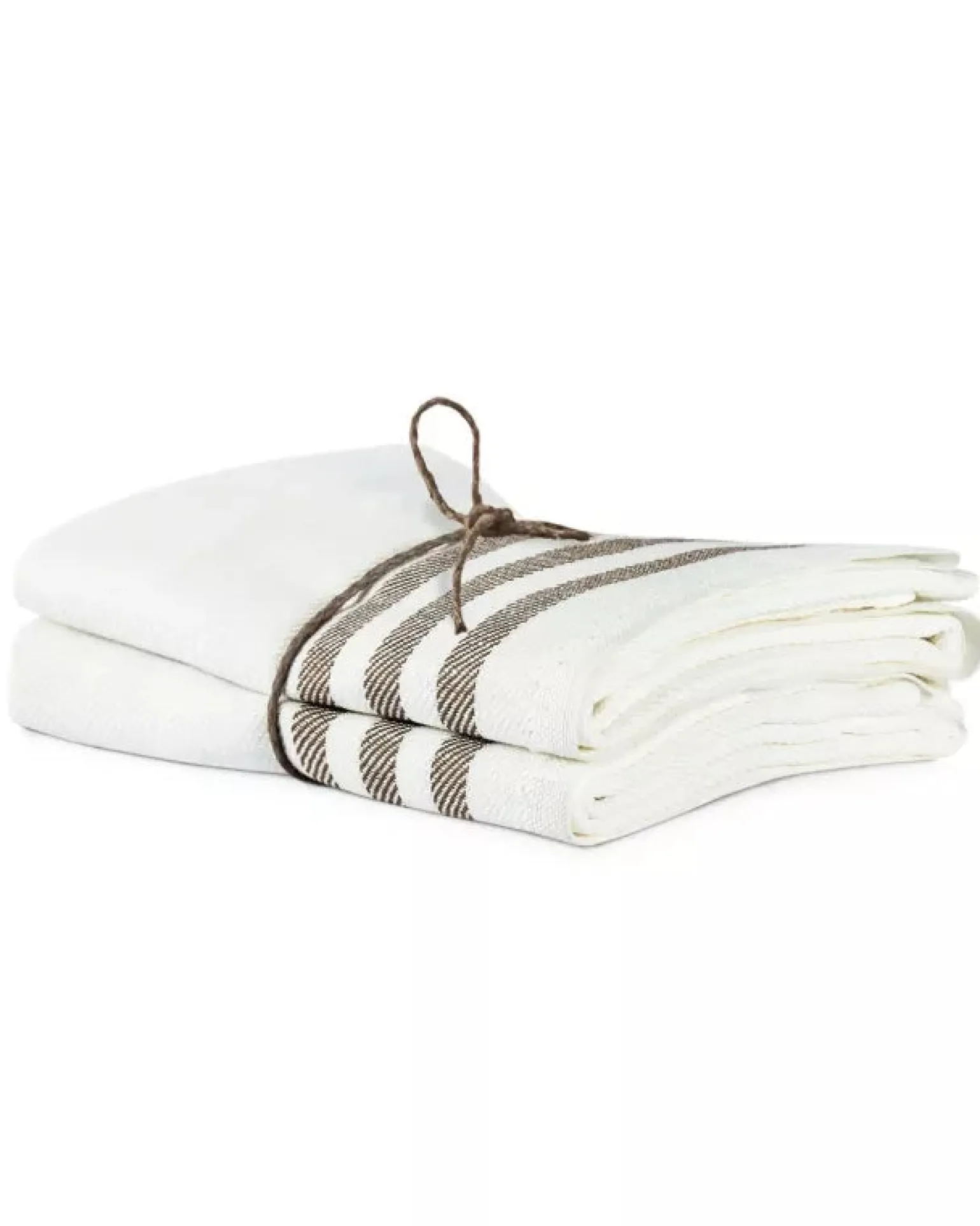 Kökshandduk 2-pack - Lin 50x70 cm, rand benvit/natur