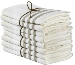 Kökshandduk 2-pack - Lin 50x70 cm, rand benvit/natur