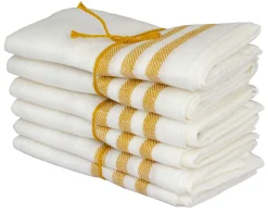 Kökshandduk 2-pack - Lin 50x70 cm, rand benvit/ockra