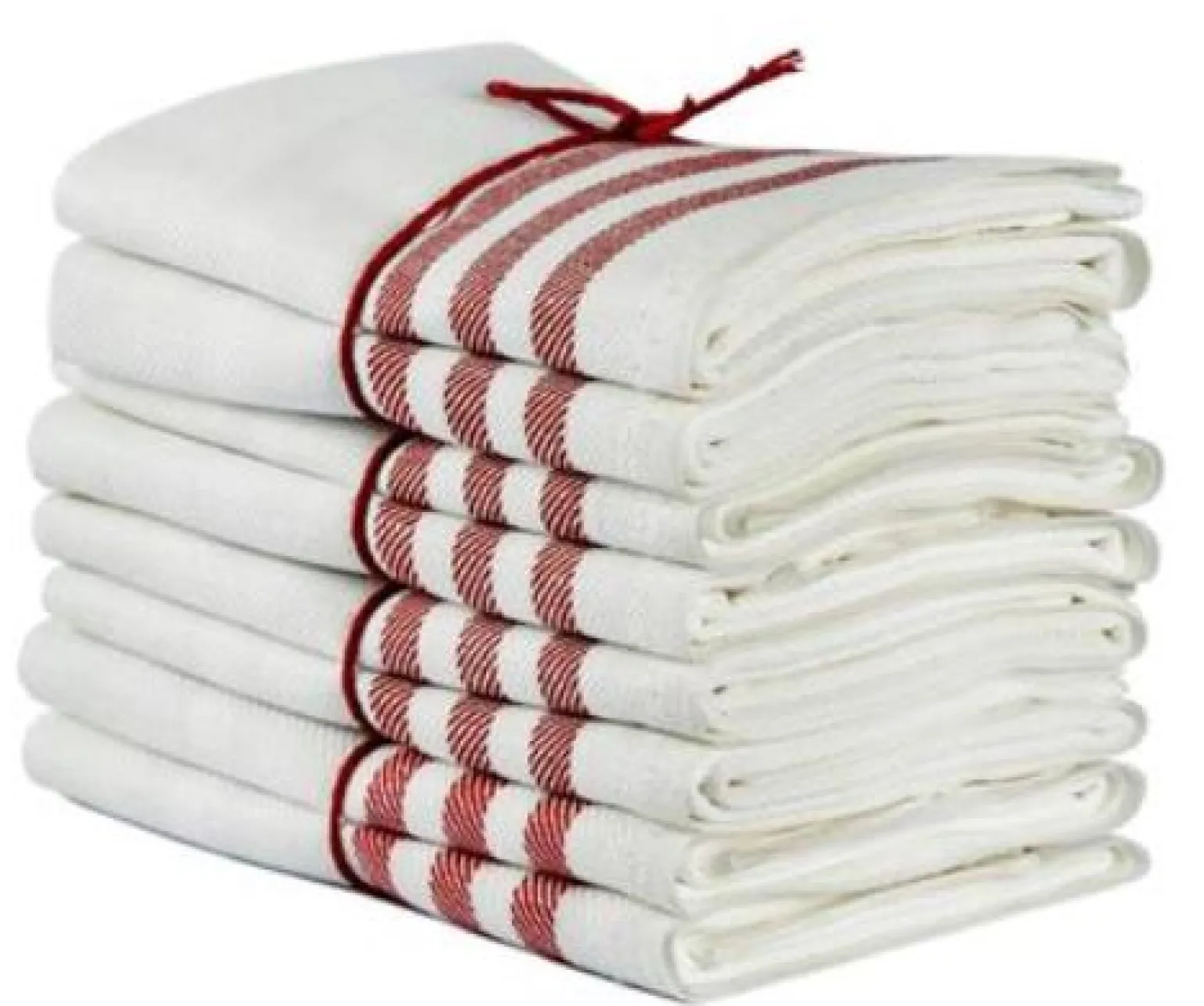 Kökshandduk 2-pack - Lin 50x70 cm, rand benvit/röd
