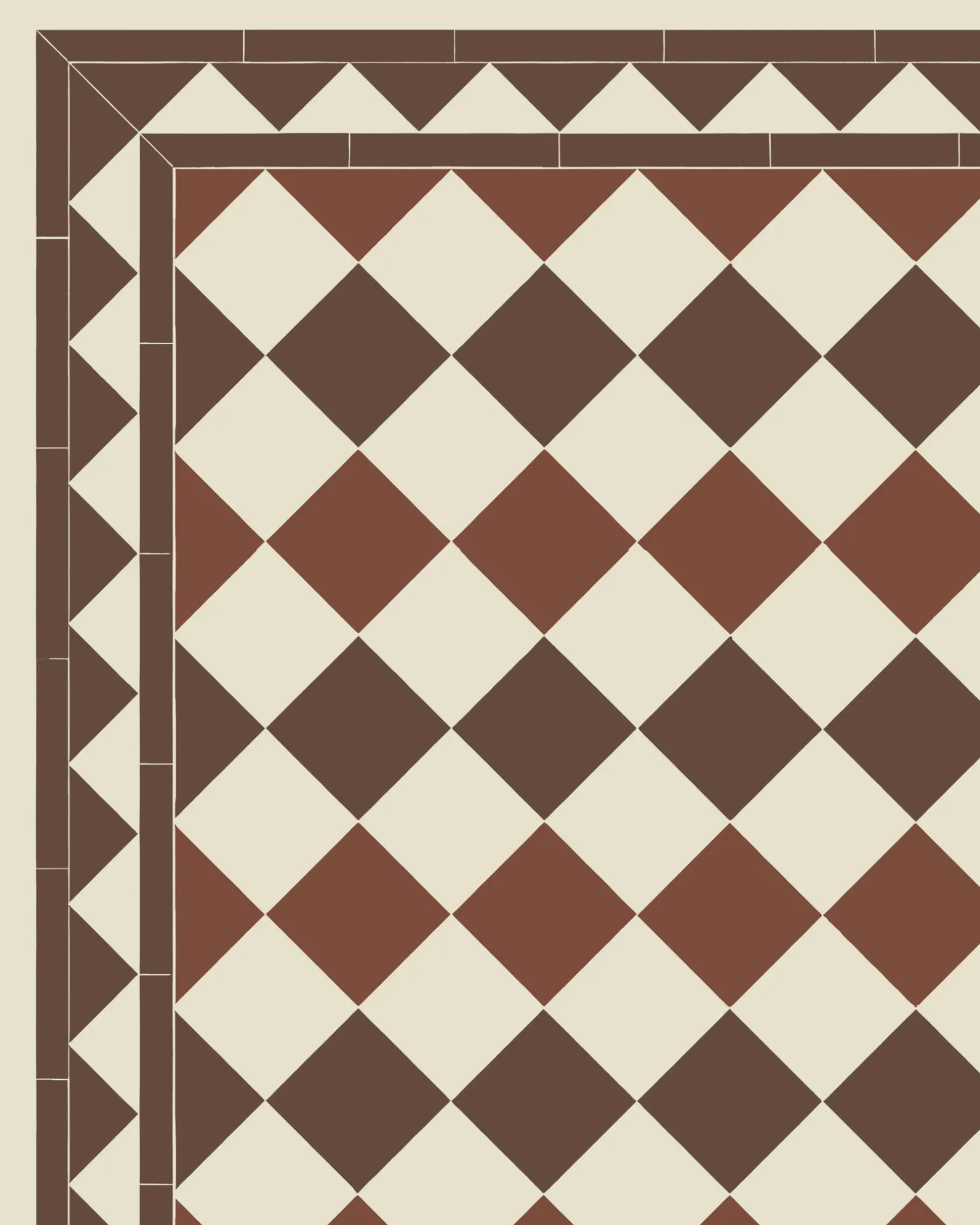 Klinker - Birmingham 15 x 15 cm gulvit/röd/chokladbrun
