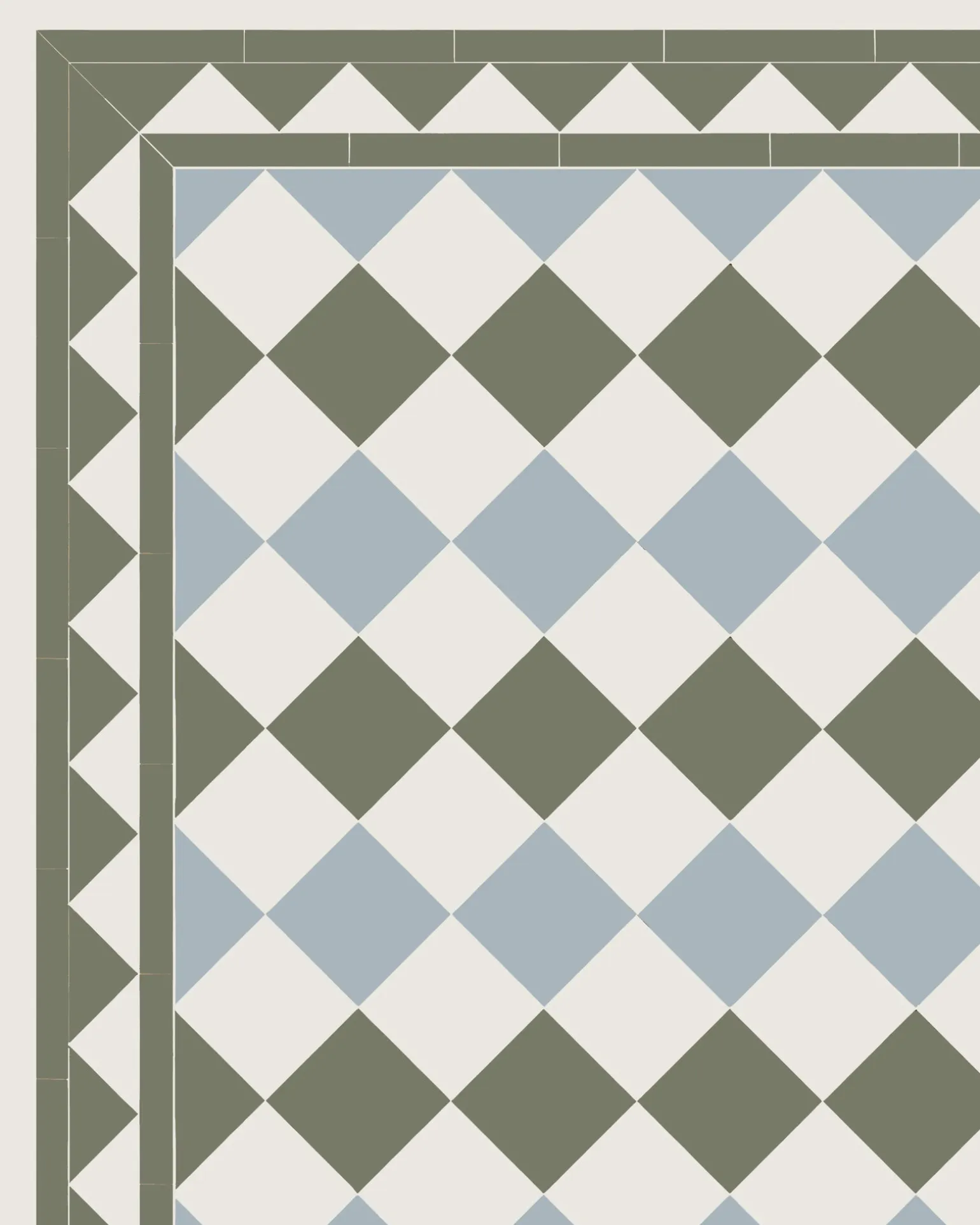 Klinker - Birmingham 15 x 15 cm vit/gråblå/Australian green