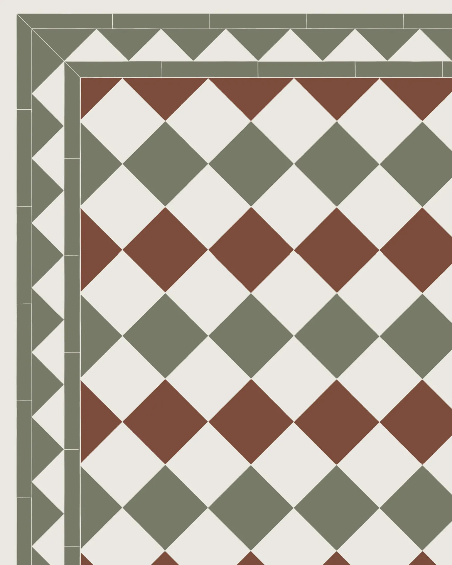 Klinker - Birmingham 15 x 15 cm vit/röd/Australian green