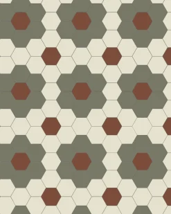 Klinker - Darlington Hexagon 10x10 cm Australian green/gulvit/röd