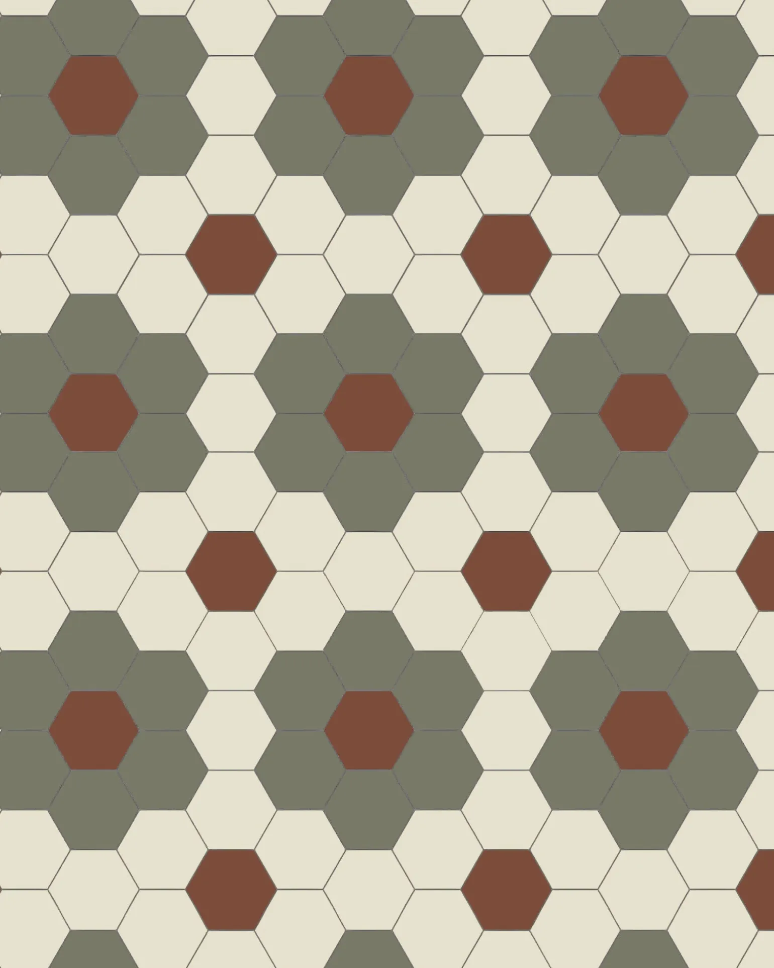 Klinker - Darlington Hexagon 10x10 cm Australian green/gulvit/röd