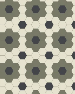 Klinker - Darlington Hexagon 10x10 cm Australian green/gulvit/svart