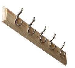 Kroklist 65 cm furu med dubbel hattkrok, nickel
