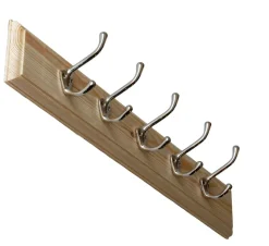 Kroklist 65 cm furu med hattkrok, nickel
