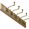 Kroklist 65 cm furu med klädkrok - Fehrlins 3255 mässing