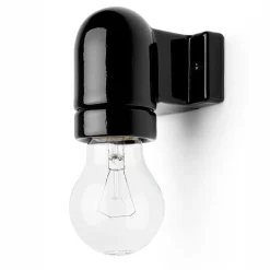 Lamphållare svart porslin - För väggmontage E27/Max 75W