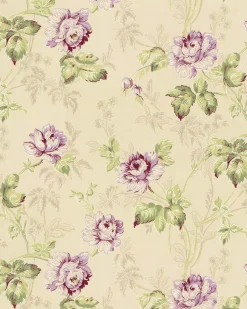 Lim & Handtryck Tapet - Belle epoque beige/grön/ljuslila